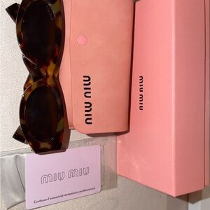 Miu Miu Tortoiseshell Sunglasses with Pink Case and Box